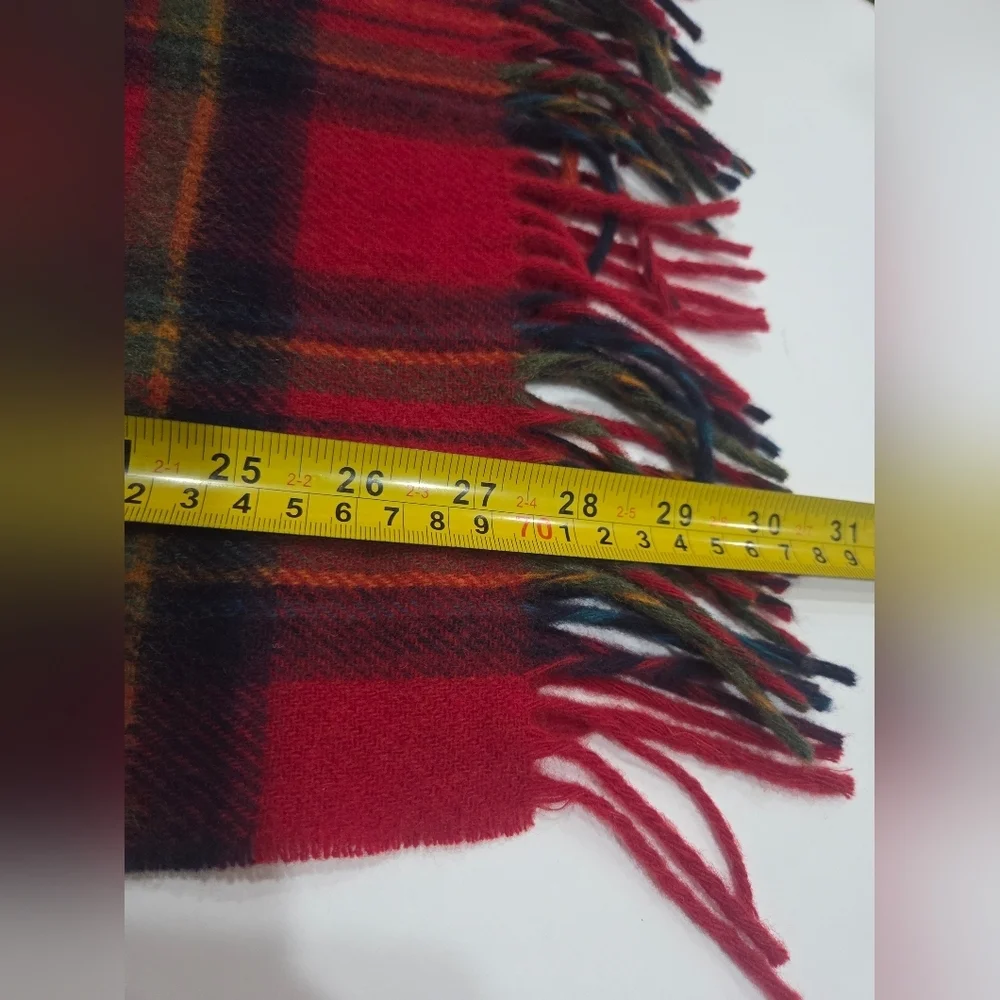 L.L.Bean Red Plaid Wool Scarf Sz.11×60in.